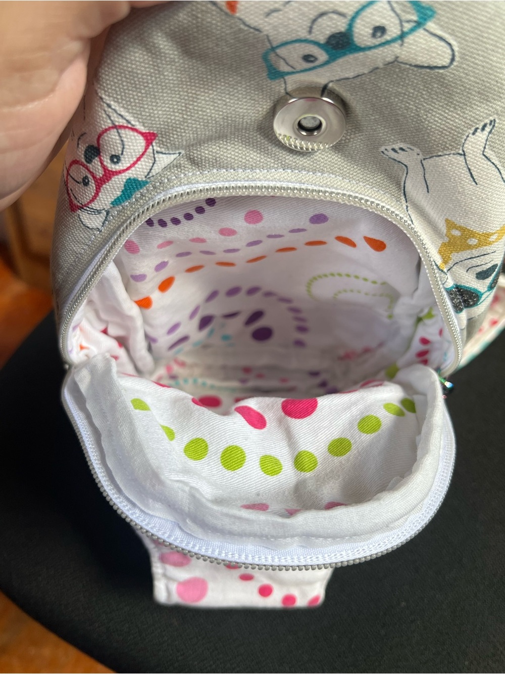 Ginger Lu Creations Gray Dog Print Crossbody Sling Bag View 6
